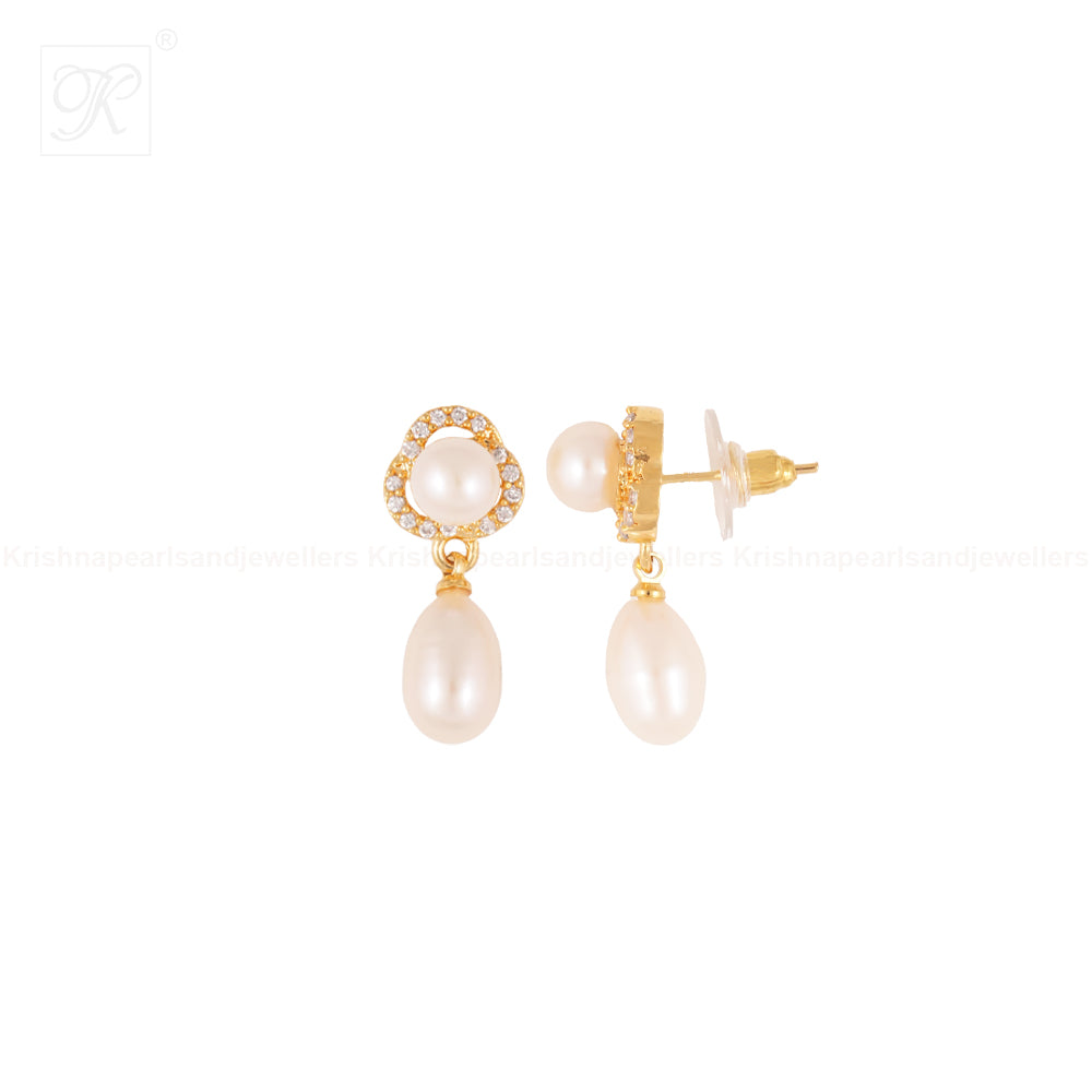 Royal Bloom White Pearl Pendant & Earring | Krishna Pearls and Jewellers
