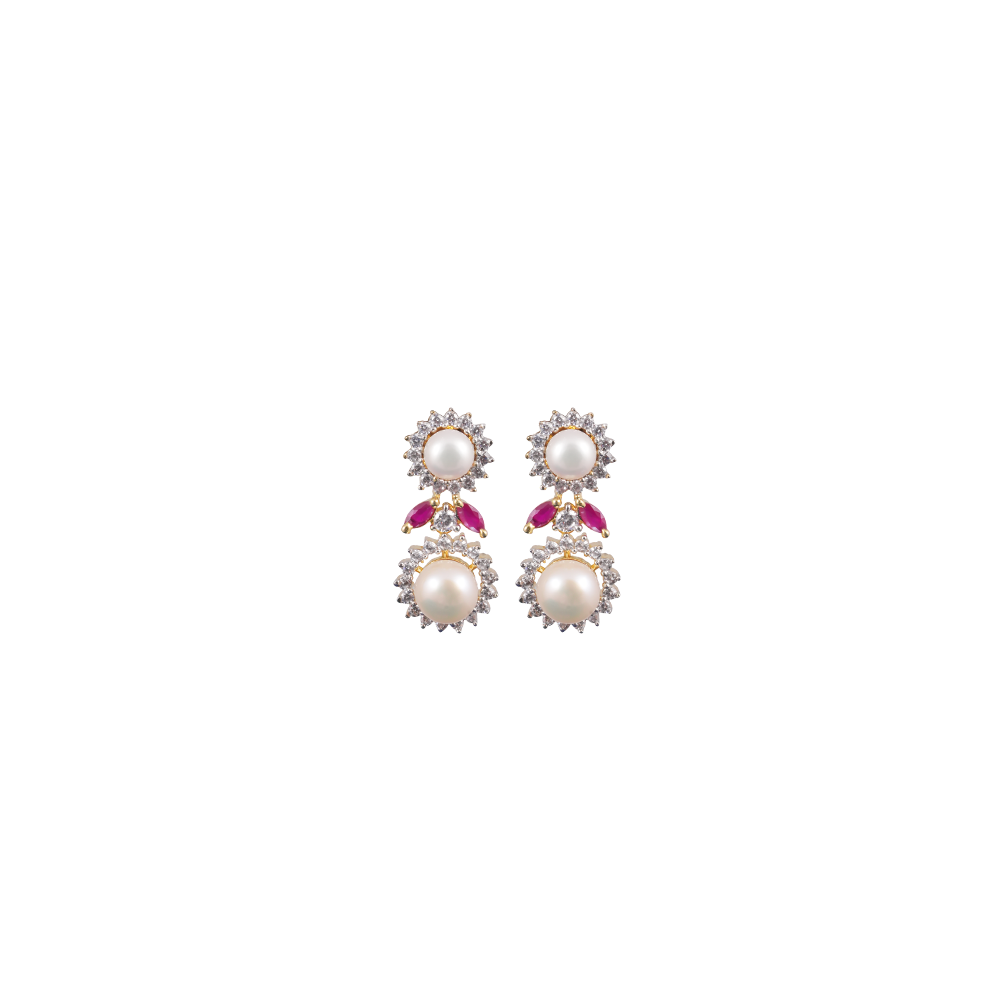 Pearl Bloom Gold-Tone Necklace Set | Krishna Pearls and Jewellers