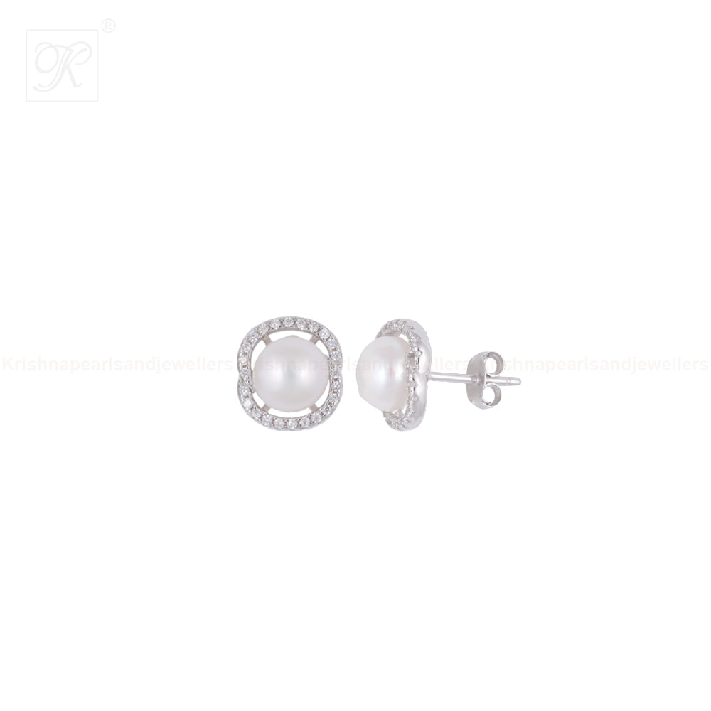 Twisted Halo Pearl Set – ROUND Cream Pearl | Krishna Pearls and Jewellers