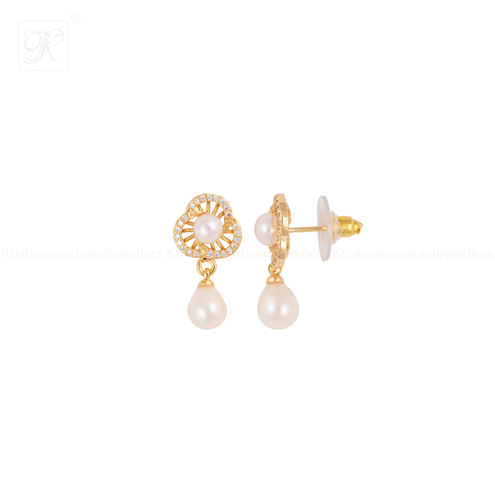 Royal Clover Pearl Drop Set Freshwater | Krishna Pearls and Jewellers