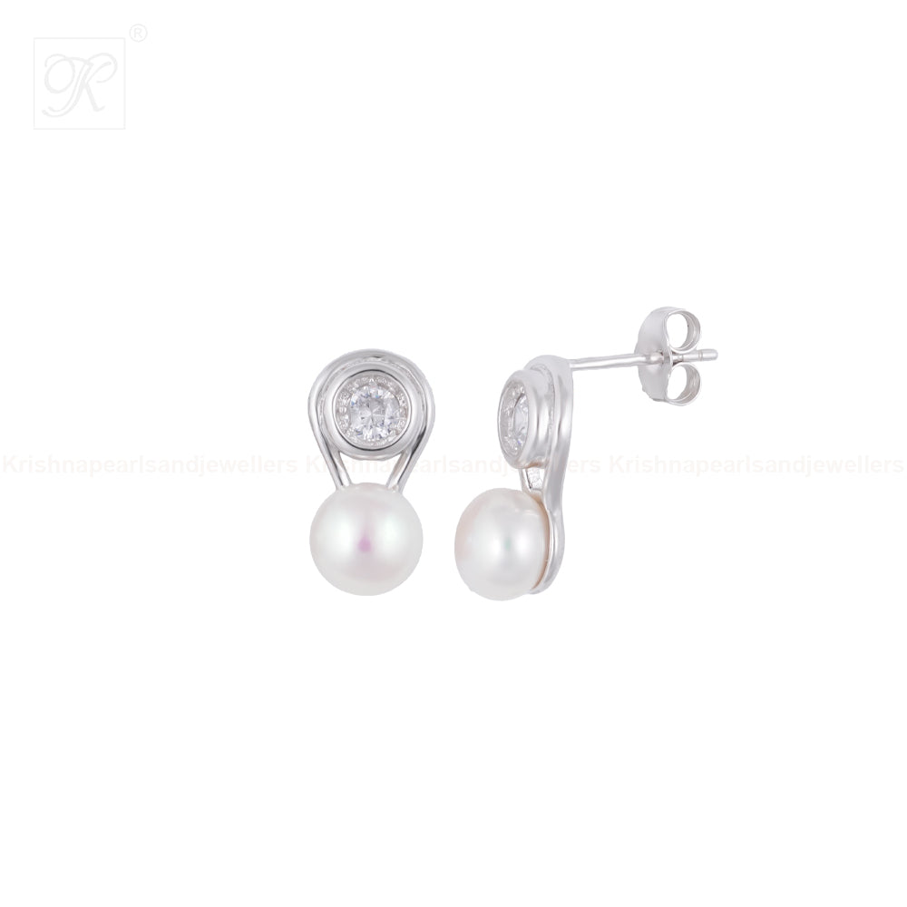 Modern Glow ROUND Pearl Set – CZ Accents in | Krishna Pearls and Jewellers