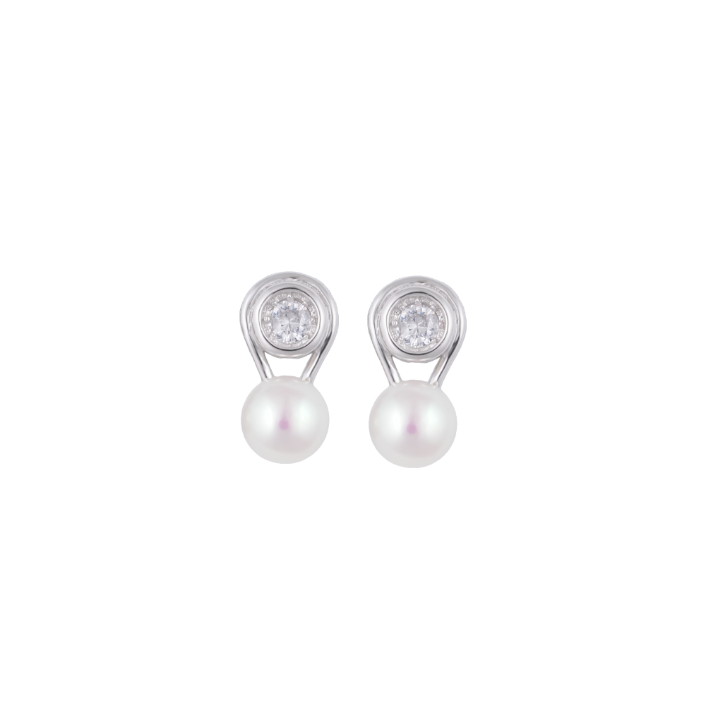 Modern Glow ROUND Pearl Set – CZ Accents in | Krishna Pearls and Jewellers