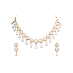 Delicate Crystal Bloom & Pearl Drop Jewelry | Krishna Pearls and Jewellers