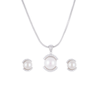 Crescent Charm Pearl Set – CZ-Kissed Creamy | Krishna Pearls and Jewellers