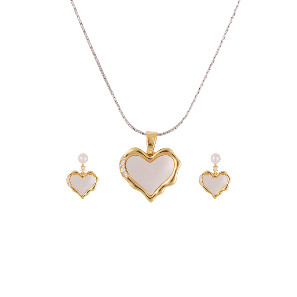 Golden Heart of Pearl Set Freshwater Pearl | Krishna Pearls and Jewellers