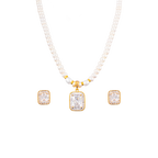 Royal Square Zirconia Pearl Jewelry Set | Krishna Pearls and Jewellers