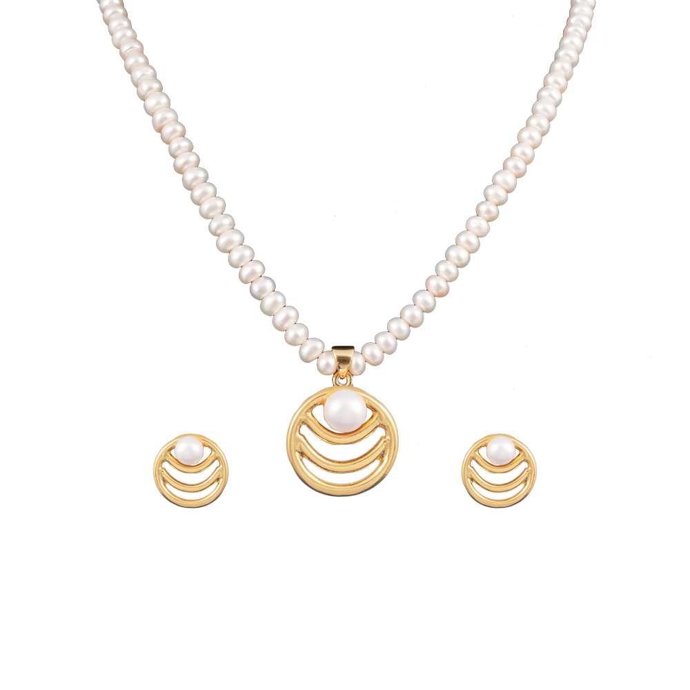 Golden Halo Pearl Necklace Set | Krishna Pearls and Jewellers