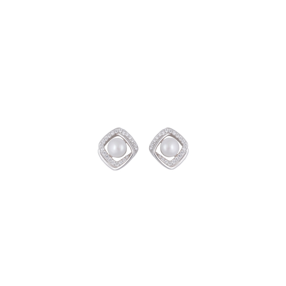 Diamond Frame White Pearl Ensemble | Krishna Pearls and Jewellers