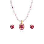Royal Ovaldrop Pearl & Gemstone Set | Krishna Pearls and Jewellers