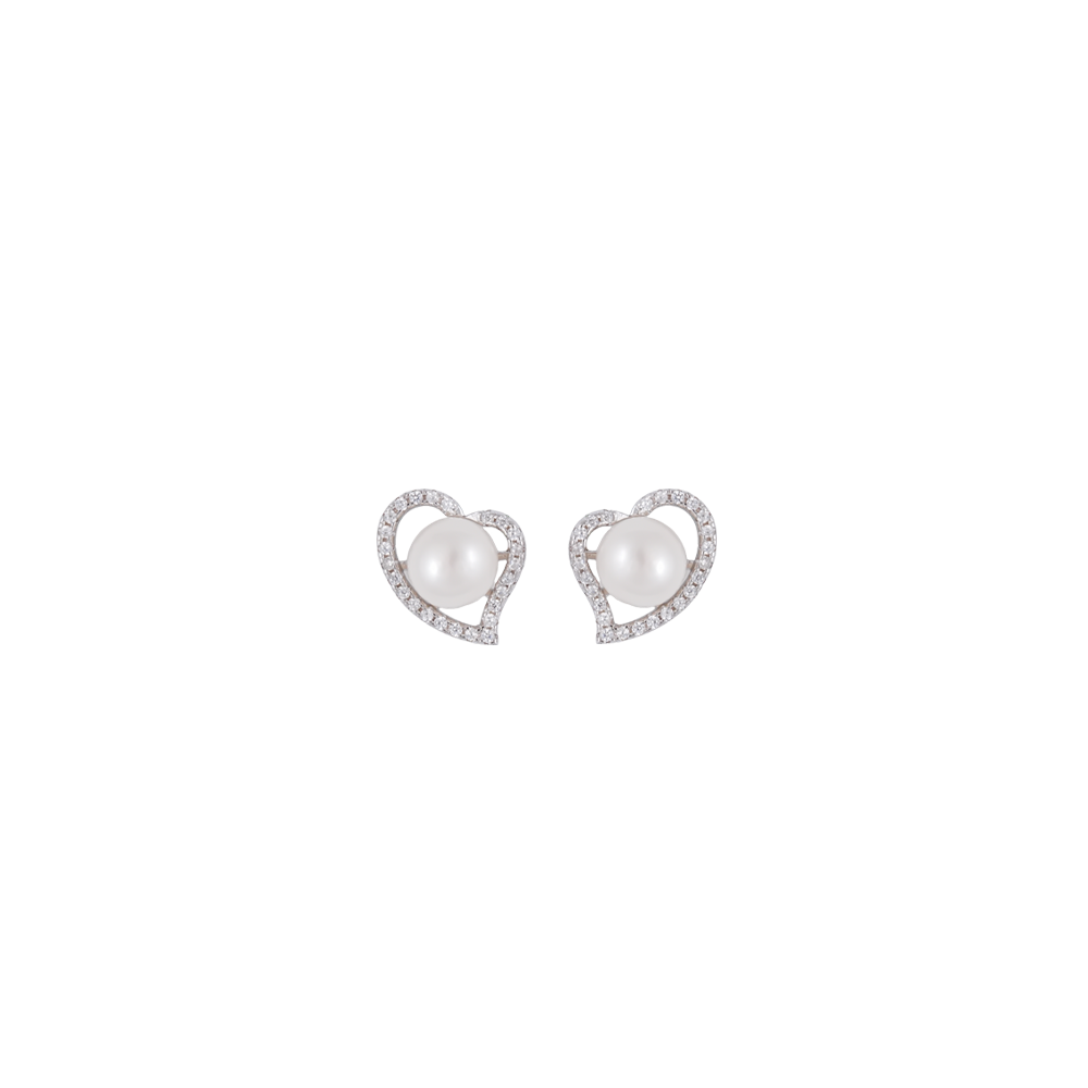 Sparkling Heart Pearl Set – CZ-Studded Love | Krishna Pearls and Jewellers