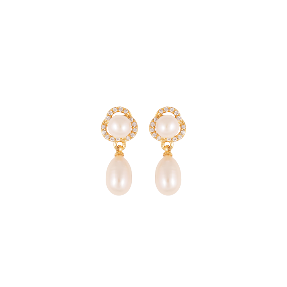 Royal Bloom White Pearl Pendant & Earring | Krishna Pearls and Jewellers
