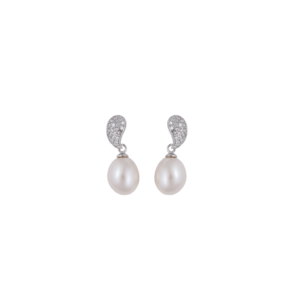 Ivory Grace Teardrop Pearl Set – CZ Paisley | Krishna Pearls and Jewellers