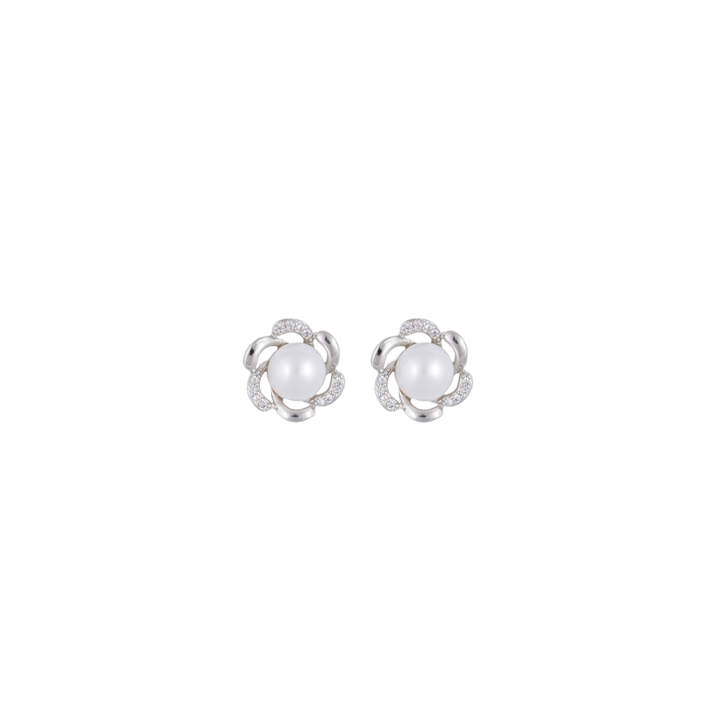 Silver Bloom Pearl Set Freshwater Pearl | Krishna Pearls and Jewellers