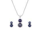 Midnight Cascade Blue Pearl Set – Dual Drop | Krishna Pearls and Jewellers