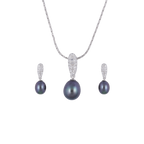 Midnight Leaf Pearl Set – Blue Teardrop | Krishna Pearls and Jewellers