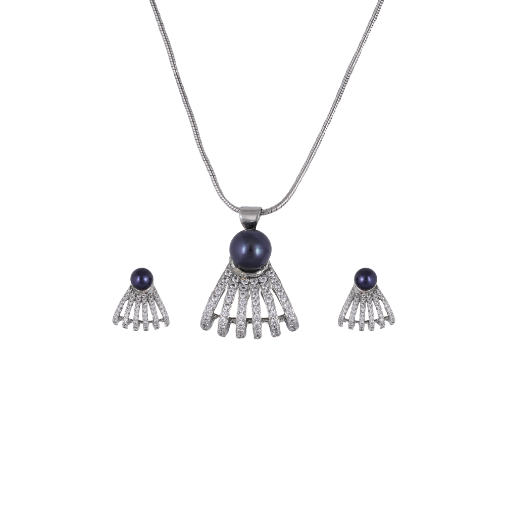 Midnight Fan Pearl Set Freshwater Pearl | Krishna Pearls and Jewellers
