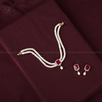 Red Stone Teardrop Pearl Choker Set | Krishna Pearls and Jewellers