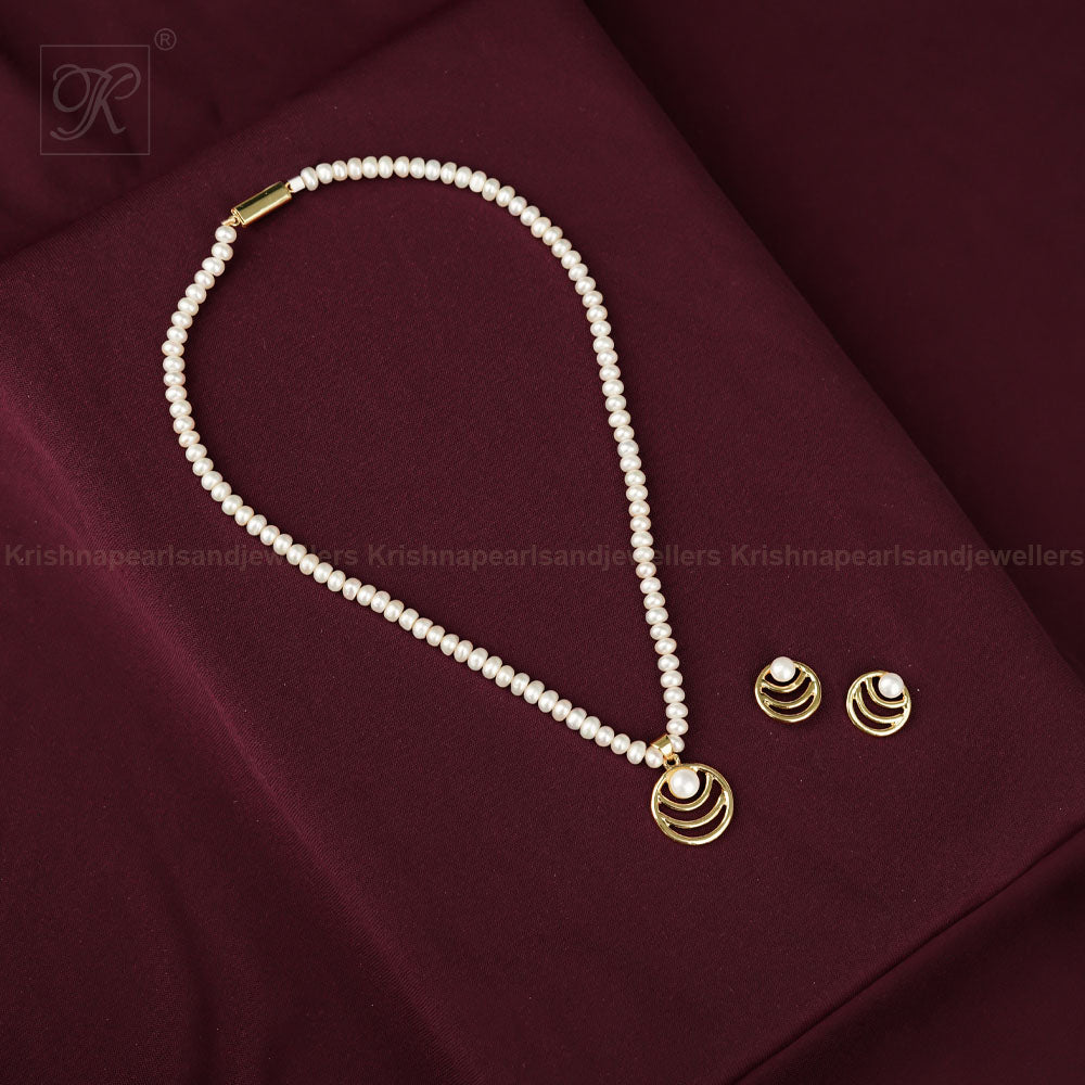 Golden Halo Pearl Necklace Set | Krishna Pearls and Jewellers