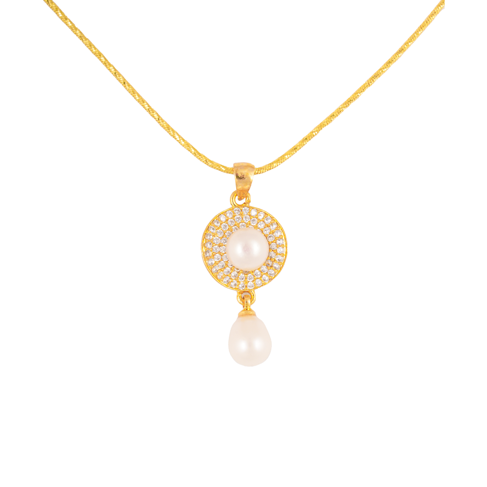 Golden Elegance Drop Pearl Set Freshwater | Krishna Pearls and Jewellers