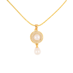 Golden Elegance Drop Pearl Set Freshwater | Krishna Pearls and Jewellers