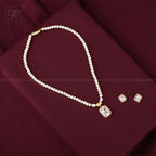Royal Square Zirconia Pearl Jewelry Set | Krishna Pearls and Jewellers
