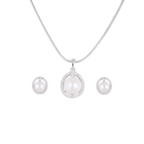 Luminous Halo Pearl Set – CZ Framed ROUND | Krishna Pearls and Jewellers