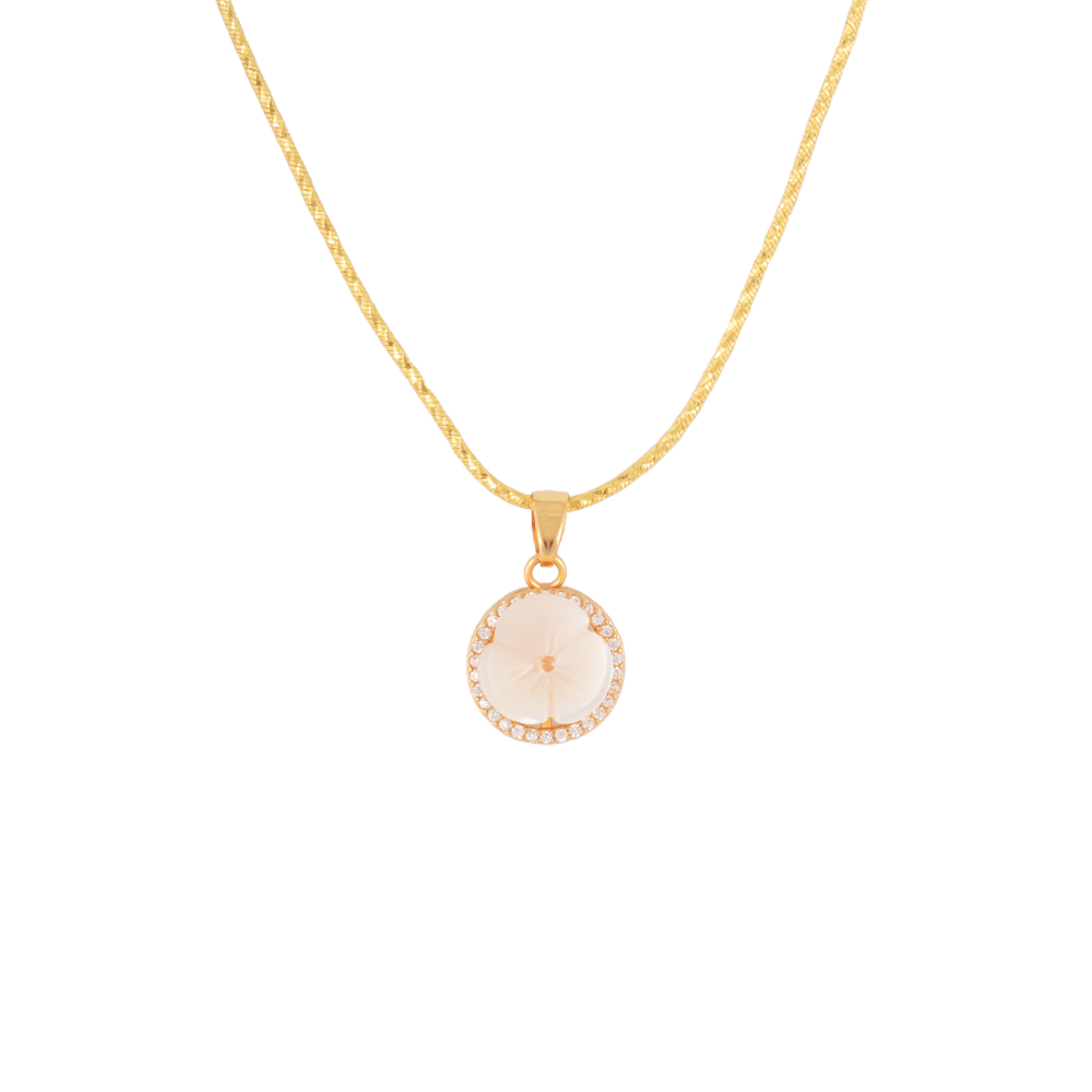 Golden Floral Glow Pendant & Earrings Set | Krishna Pearls and Jewellers