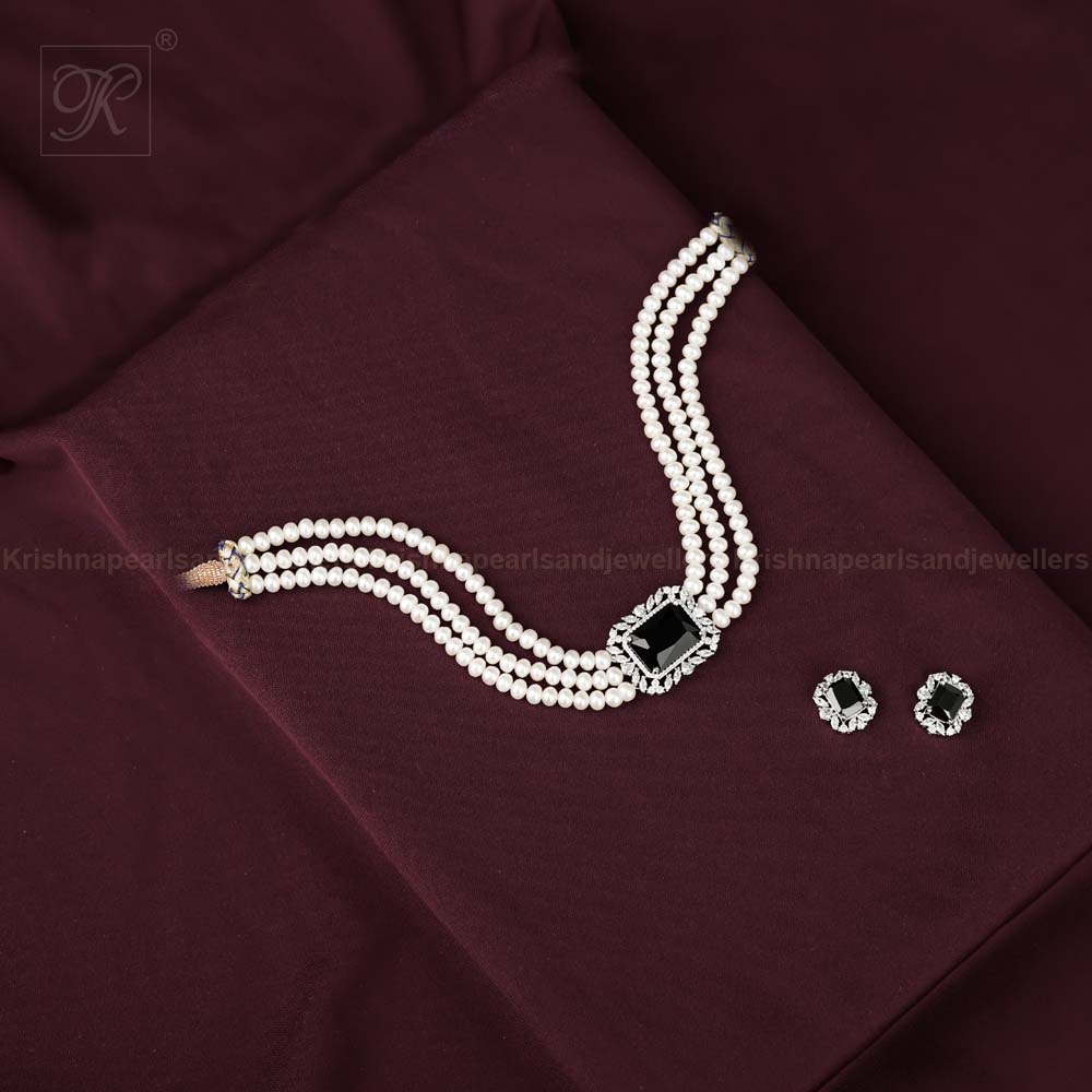 Green Grace Pearl Choker Set with | Krishna Pearls and Jewellers