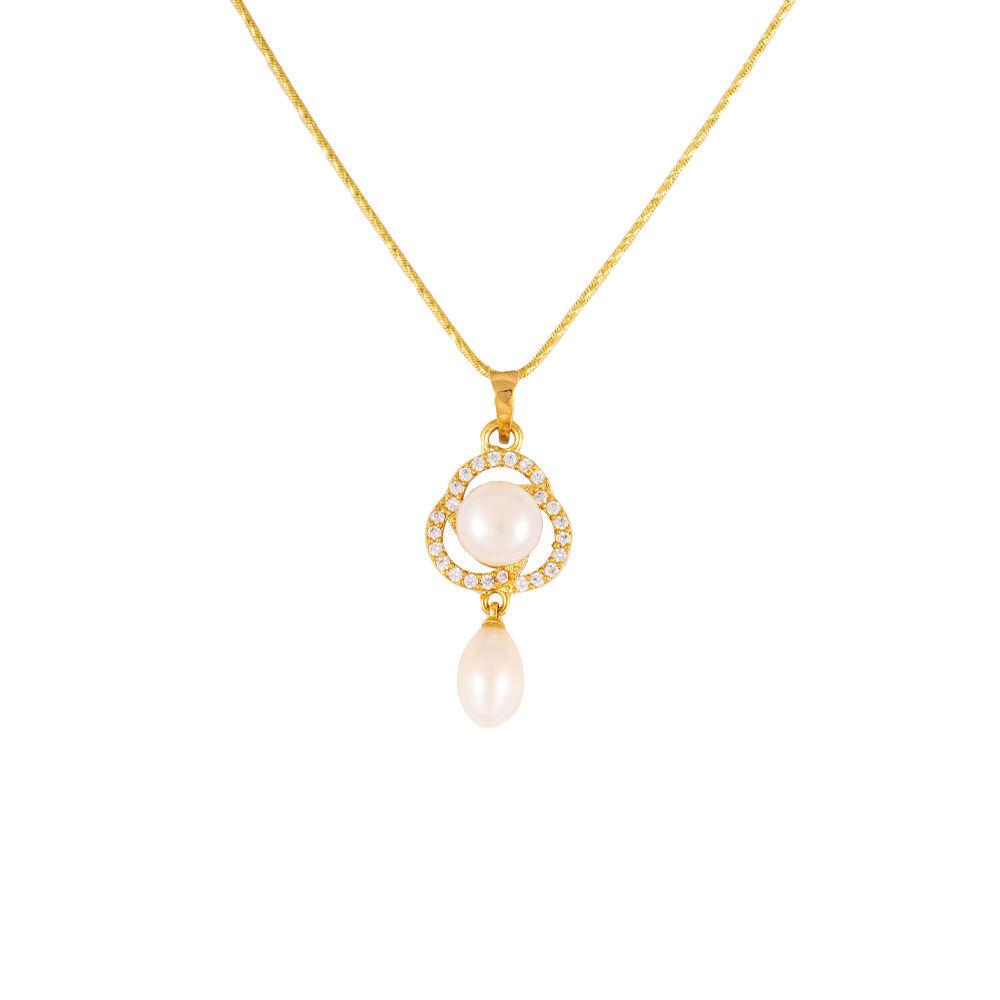 Royal Bloom White Pearl Pendant & Earring | Krishna Pearls and Jewellers