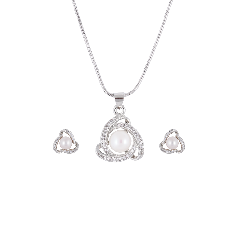 Pearl Halo Tri-Loop Set Freshwater Pearl | Krishna Pearls and Jewellers