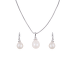 Classic Cream Drop Pearl Set Freshwater | Krishna Pearls and Jewellers
