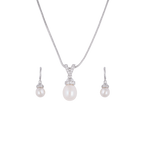 Golden Elegance Teardrop Pearl Set – CZ | Krishna Pearls and Jewellers