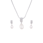 Radiant Drop Pearl Set – CZ Double-Band | Krishna Pearls and Jewellers