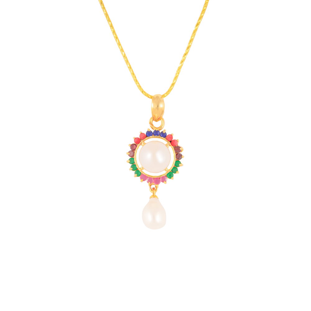 Radiant Petals White Pearl Pendant & | Krishna Pearls and Jewellers