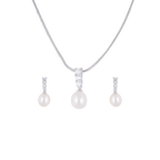 Radiant Trio CZ ROUND Pearl Set – Silver | Krishna Pearls and Jewellers