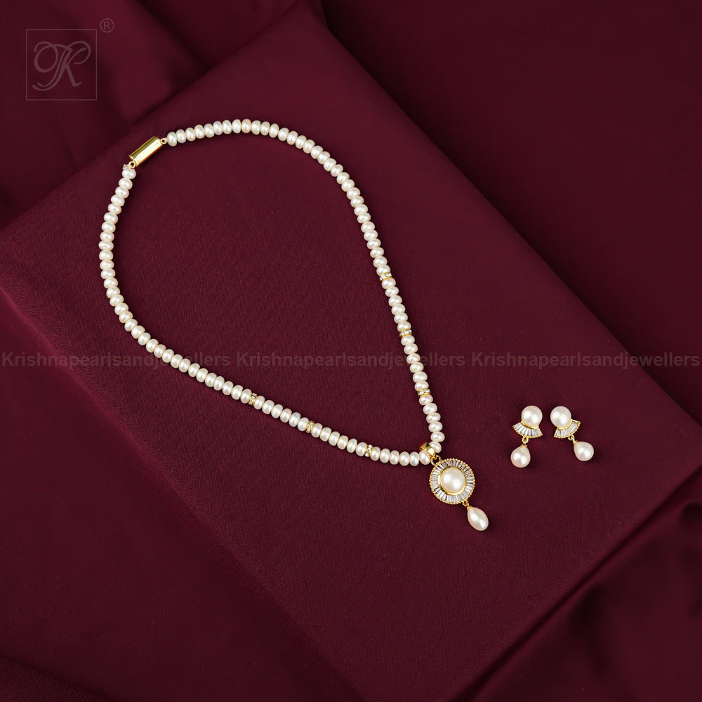 Regal Glow Pearl Jewelry Set Freshwater | Krishna Pearls and Jewellers