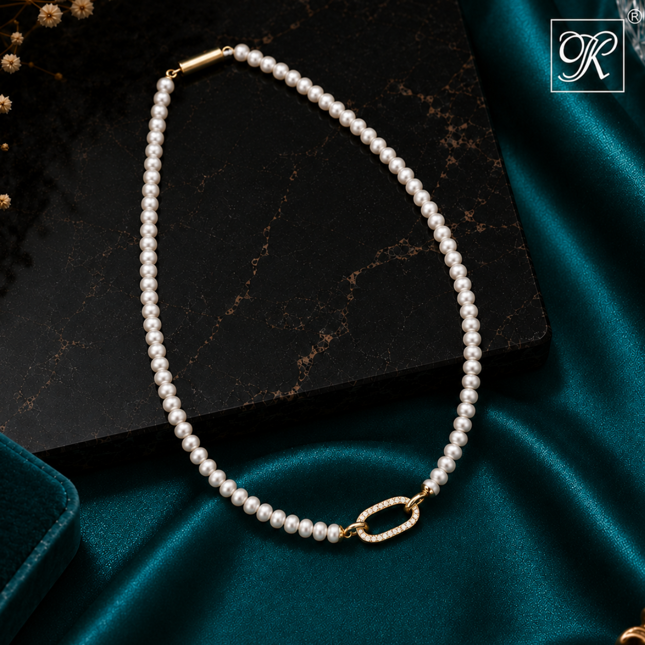Golden Link White Pearl String Freshwater | Krishna Pearls and Jewellers