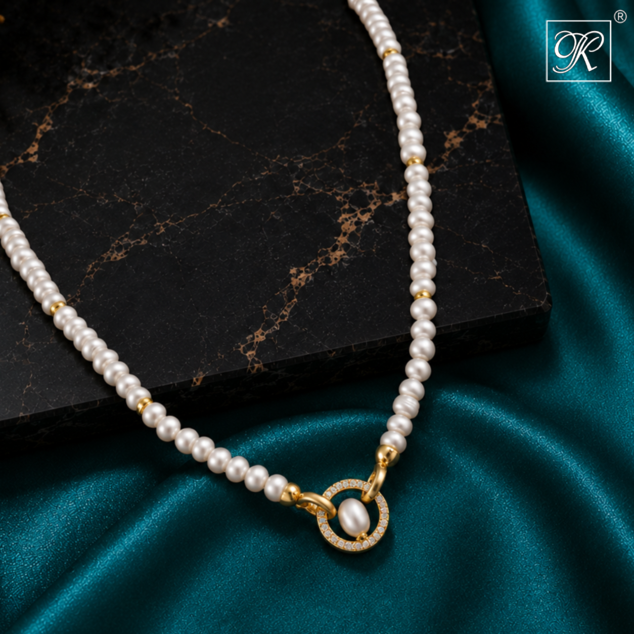 Classic Pearl Elegance String with Gold | Krishna Pearls and Jewellers