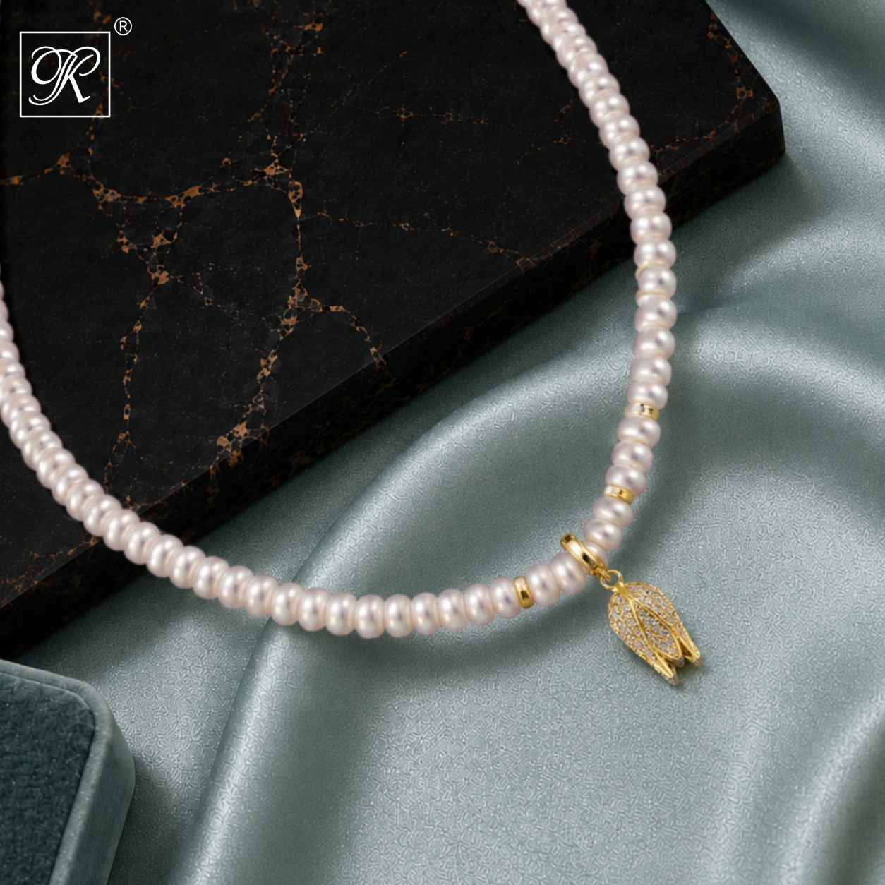 Golden Drop Pearl String Freshwater Pearl | Krishna Pearls and Jewellers