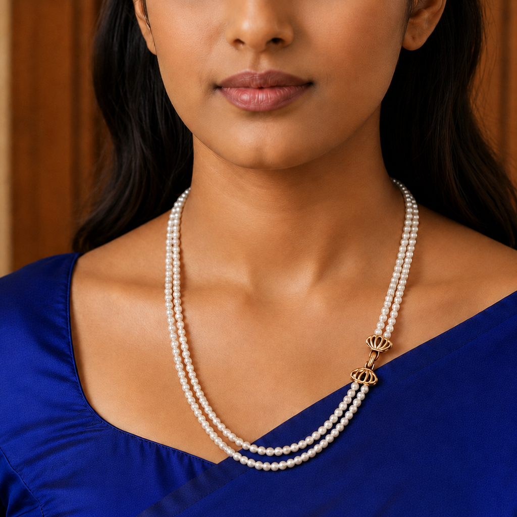 Two-Layer White Rice Pearlbrouch string