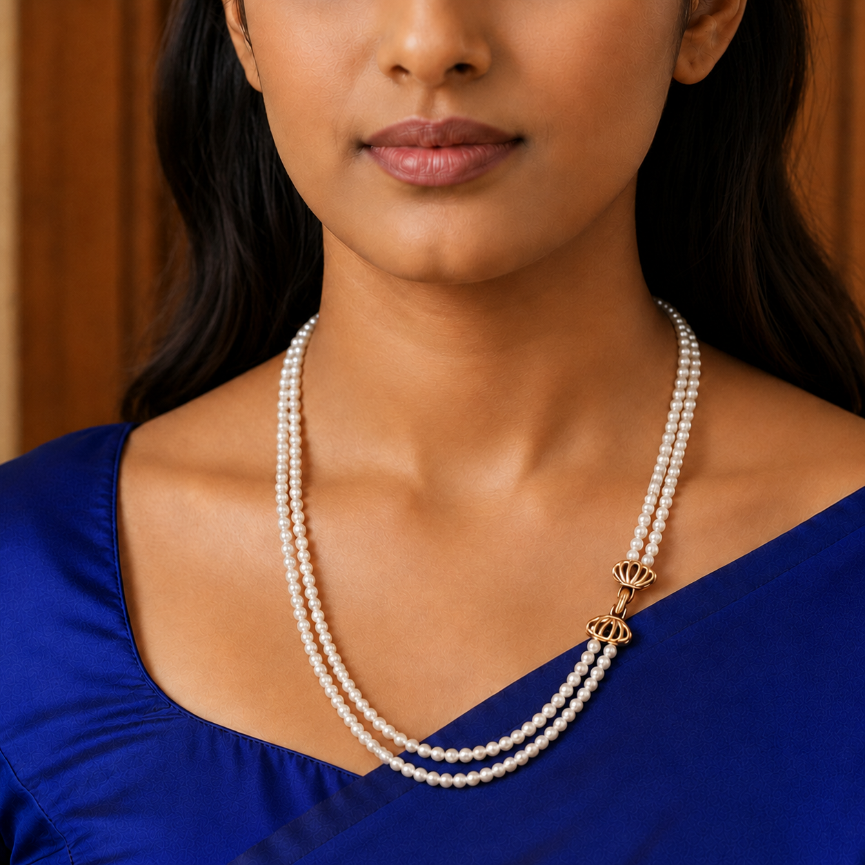 Two-Layer White Rice Pearlbrouch string
