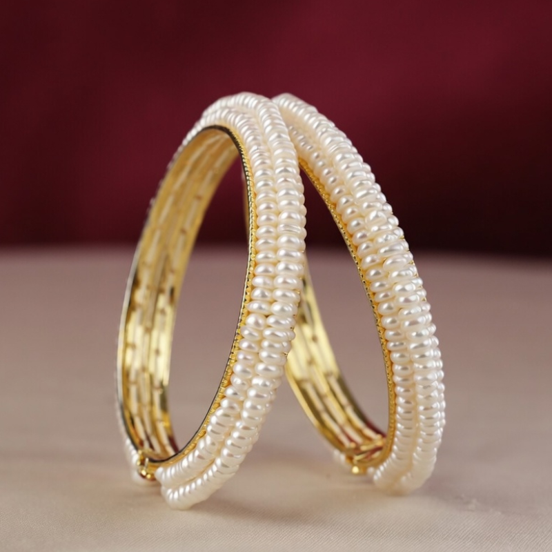 Classic Seed Pearl-Encrusted Gold-Tone | Krishna Pearls and Jewellers