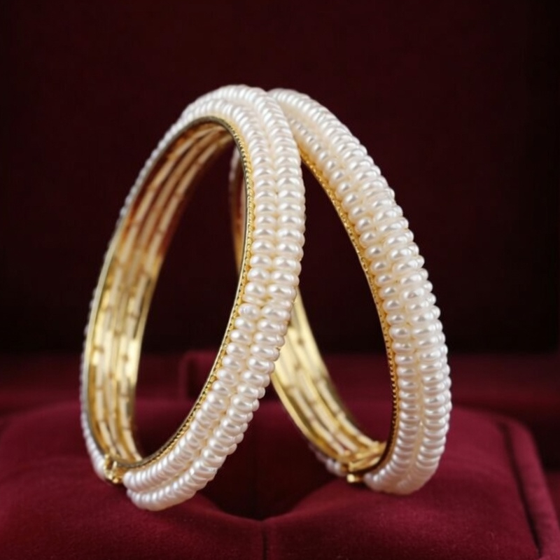 Classic Seed Pearl-Encrusted Gold-Tone | Krishna Pearls and Jewellers