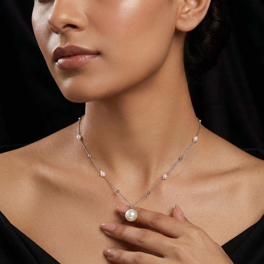 Sterling Silver Pearl Chain Necklace