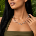 Multi-Strand Grey Freshwater Pearl Necklace in Sterling Silver polish | Elegant Designer Pearl Choker