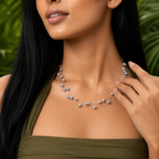 Multi-Strand Grey Freshwater Pearl Necklace in Sterling Silver polish | Elegant Designer Pearl Choker