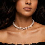 Handcrafted Freshwater Pearl Floral Choker Necklace