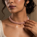 Pink Freshwater Pearl Floral Choker Necklace for Women