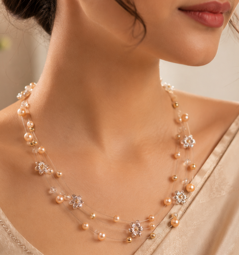 Elegant Alloy Fancy Pearl Mala Necklace | Krishna Pearls and Jewellers