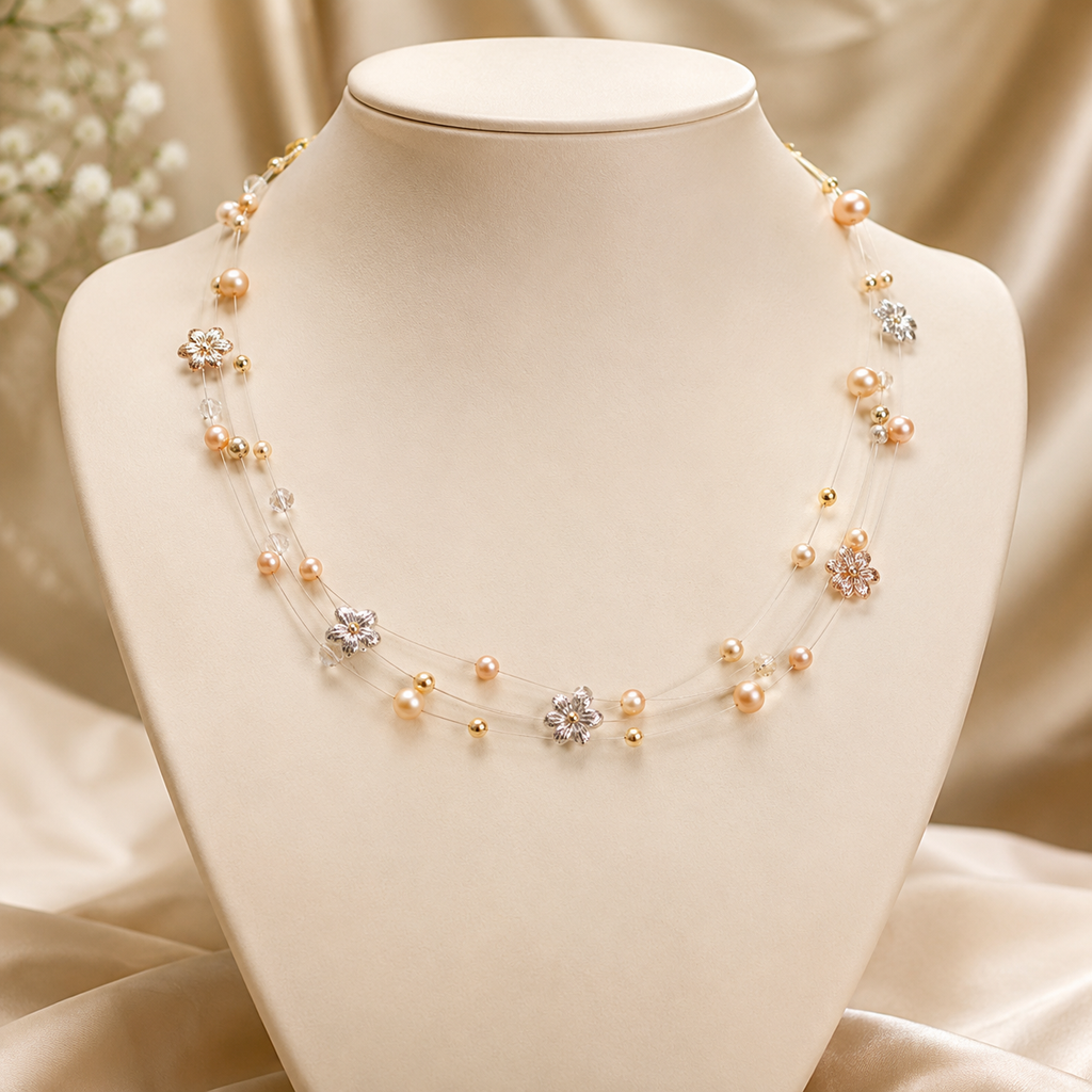 Elegant Alloy Fancy Pearl Mala Necklace | Krishna Pearls and Jewellers